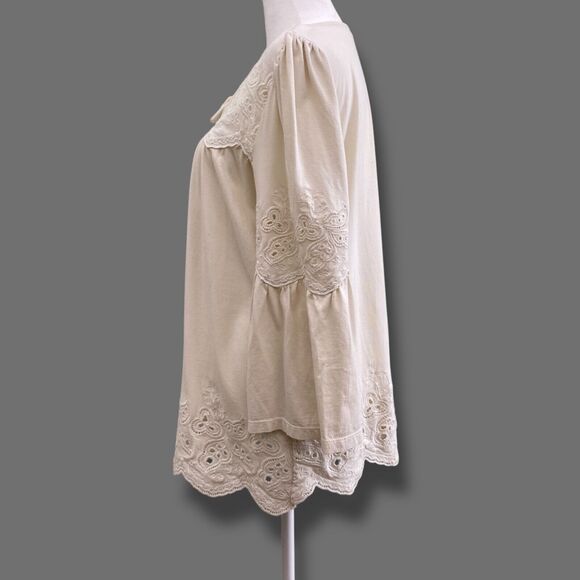 Lauren Ralph Lauren Boho Top Tassel Black Label Cottage Off White Medium - Picture 4 of 12